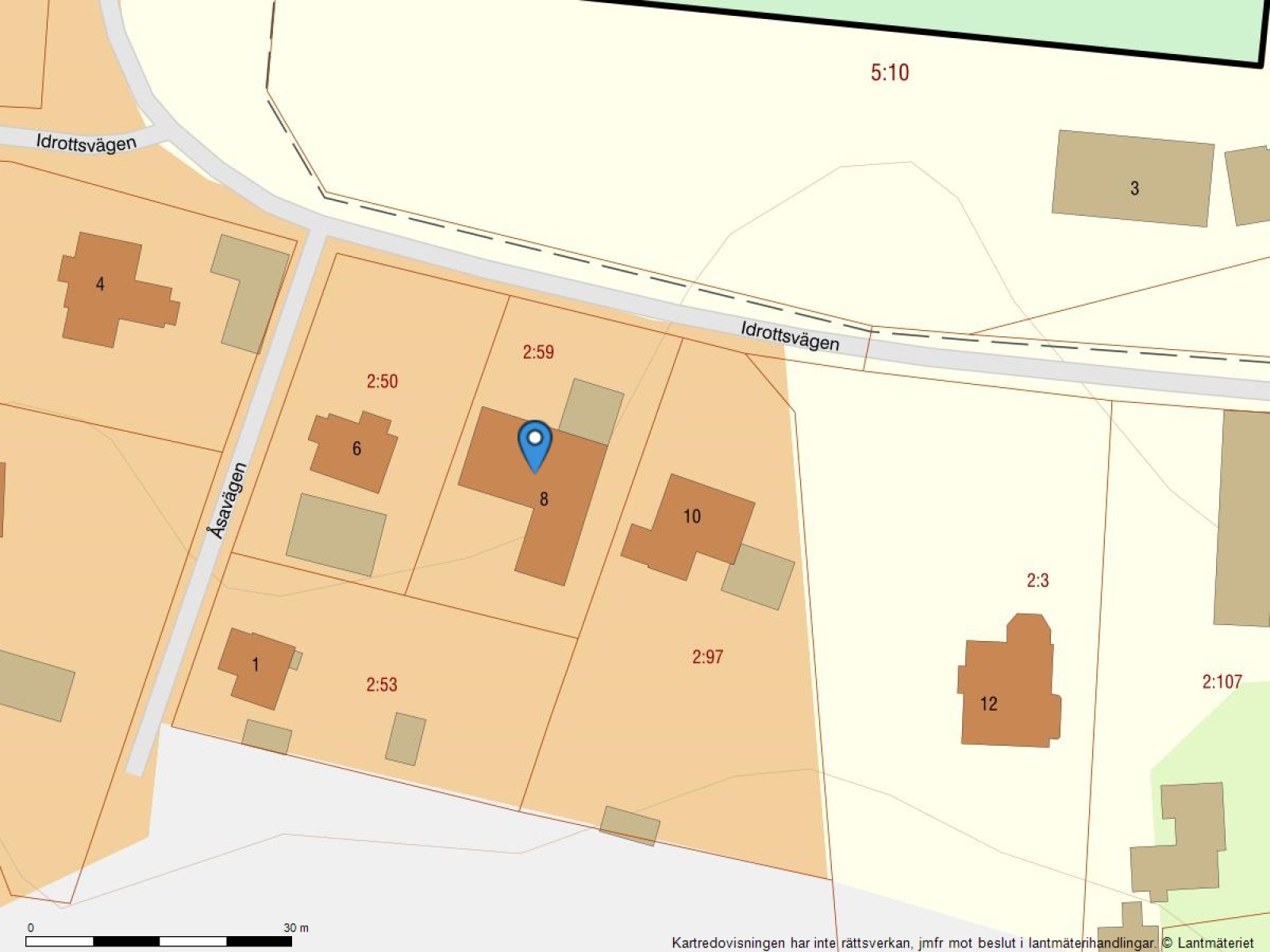 Fastighetskarta Idrottsvägen 8
