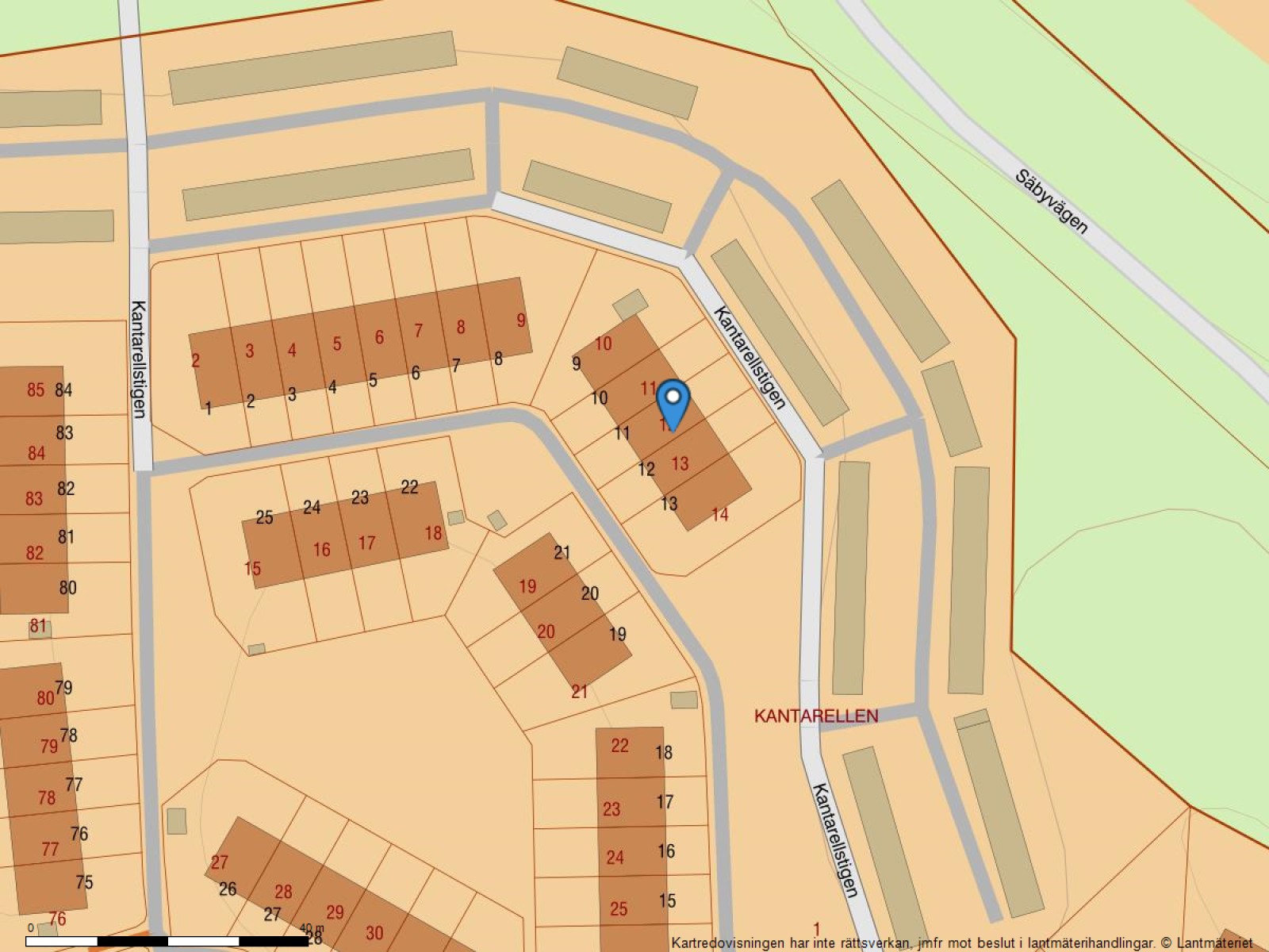 Fastighetskarta Kantarellstigen 11