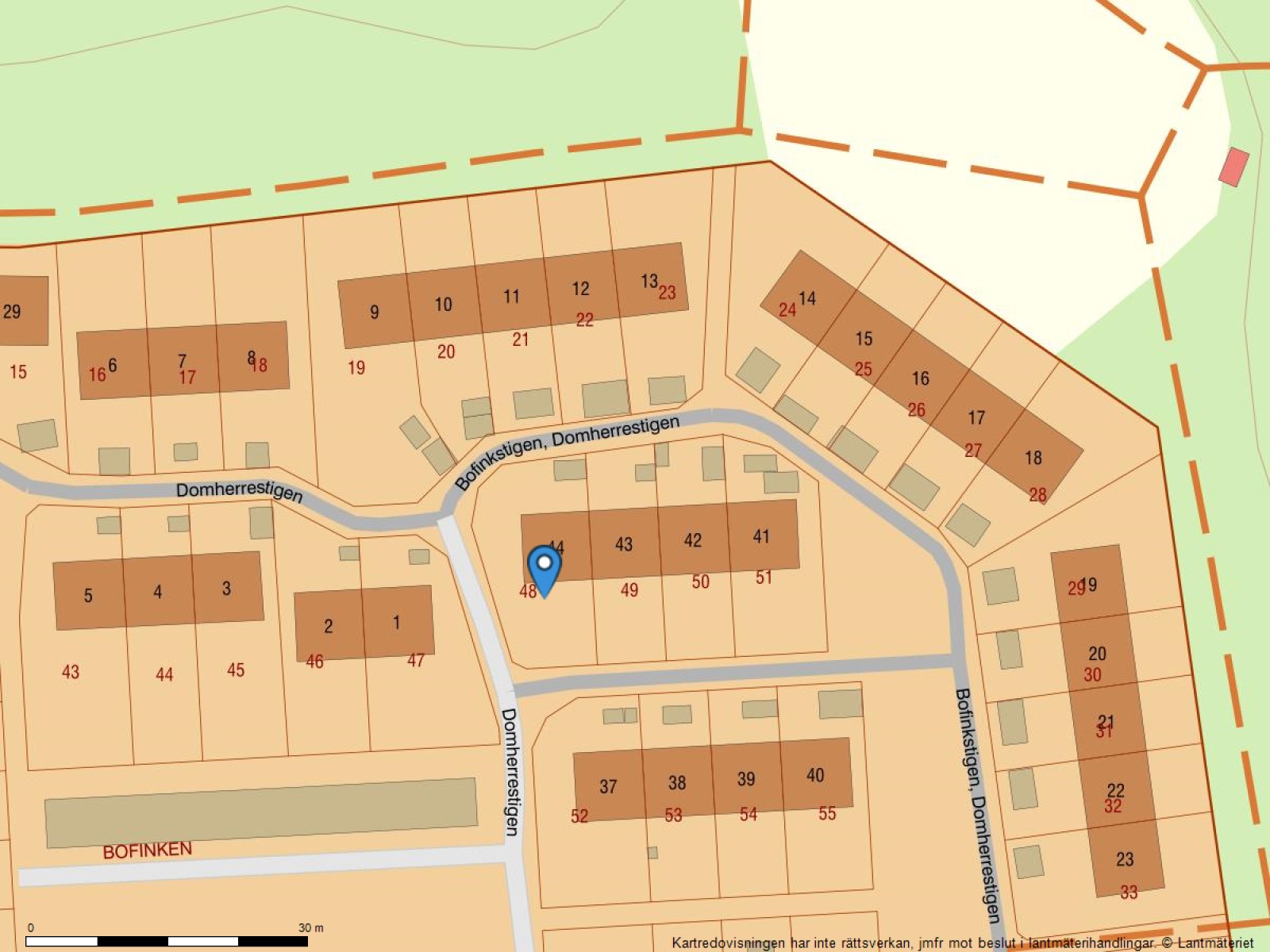 Fastighetskarta Domherrestigen 44