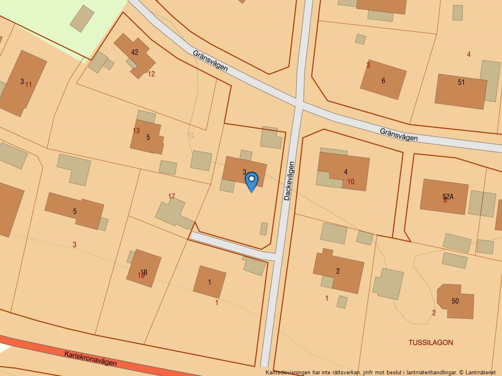 Fastighetskarta Dackevägen 3