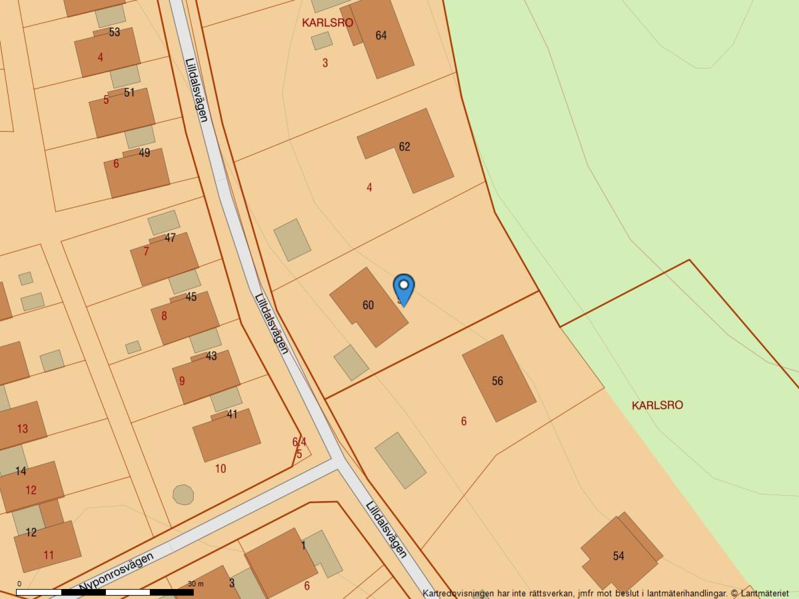 Fastighetskarta Lilldalsvägen 60
