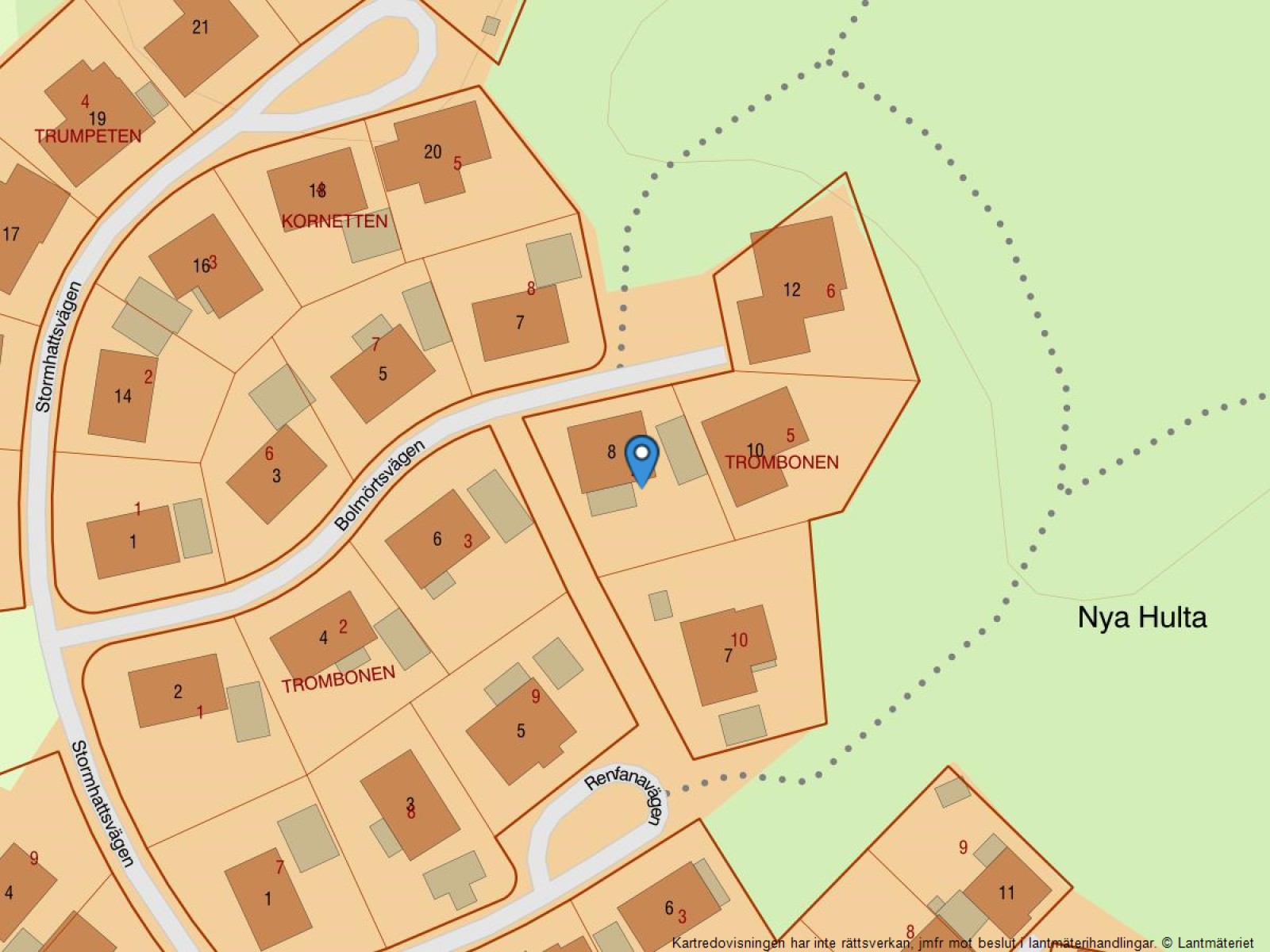 Fastighetskarta Bolmörtsvägen 8