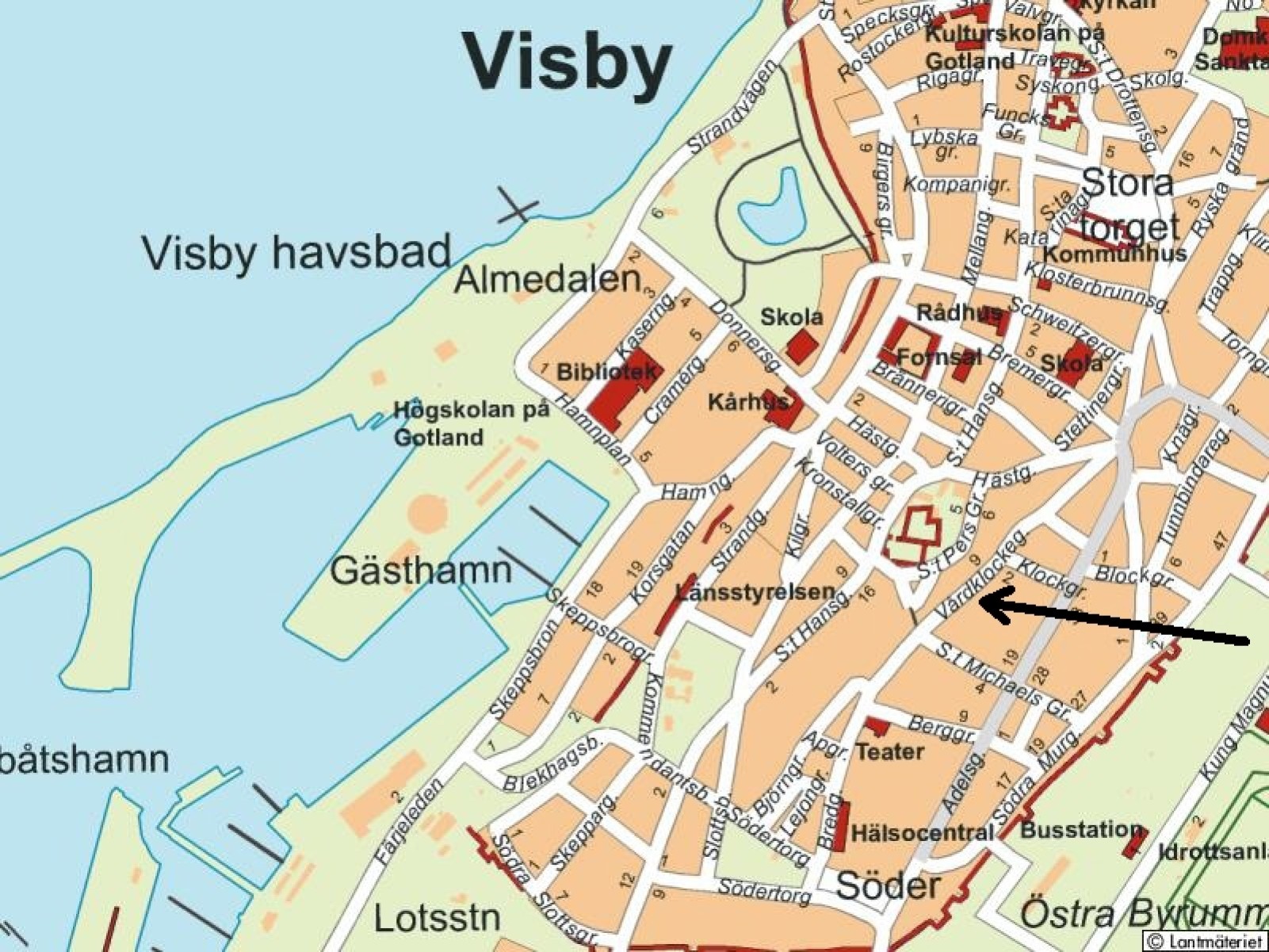 Stadskarta Vårdklockegatan 6 och 8