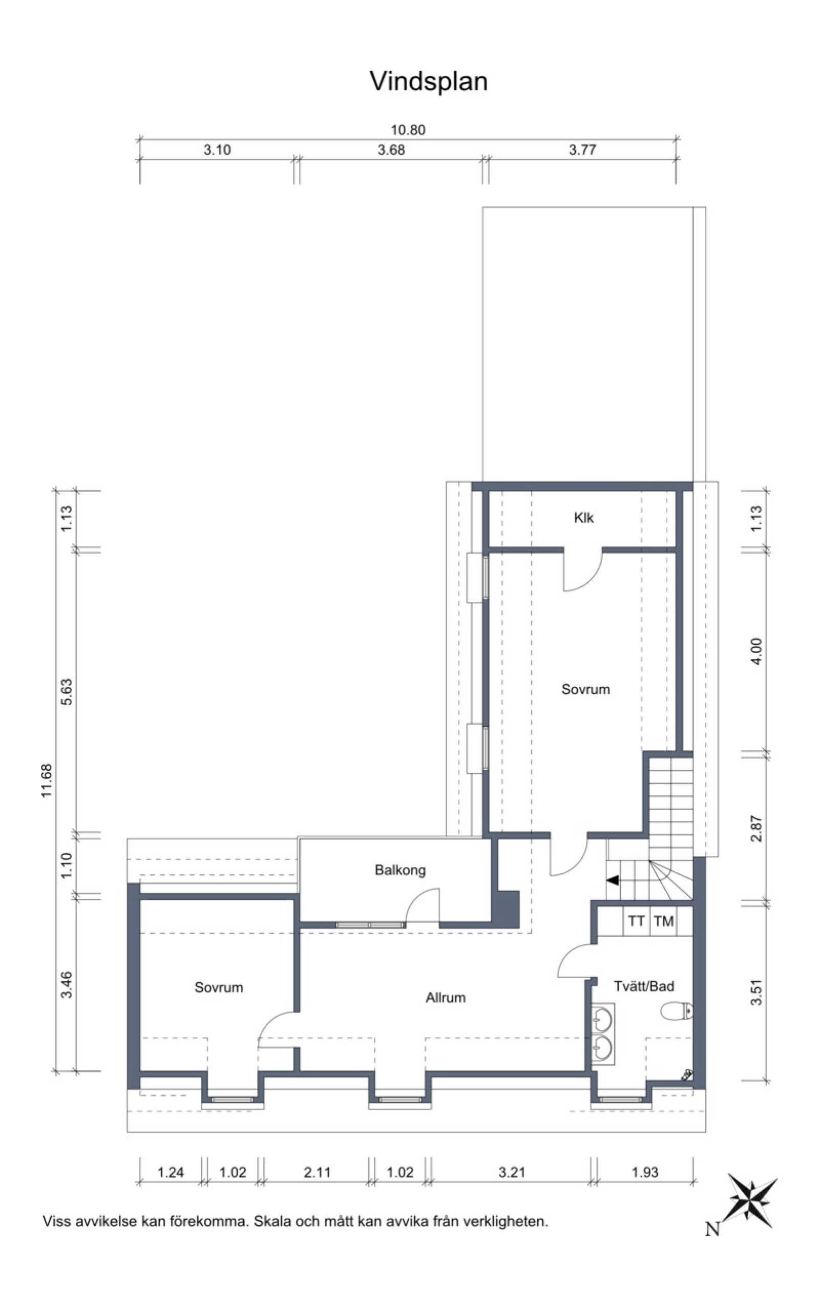 Planlösning Vindsplan Tranhusgatan 40