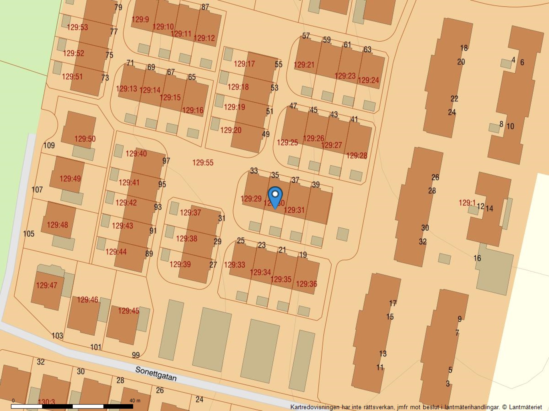 Fastighetskarta Sonettgatan 35-38
