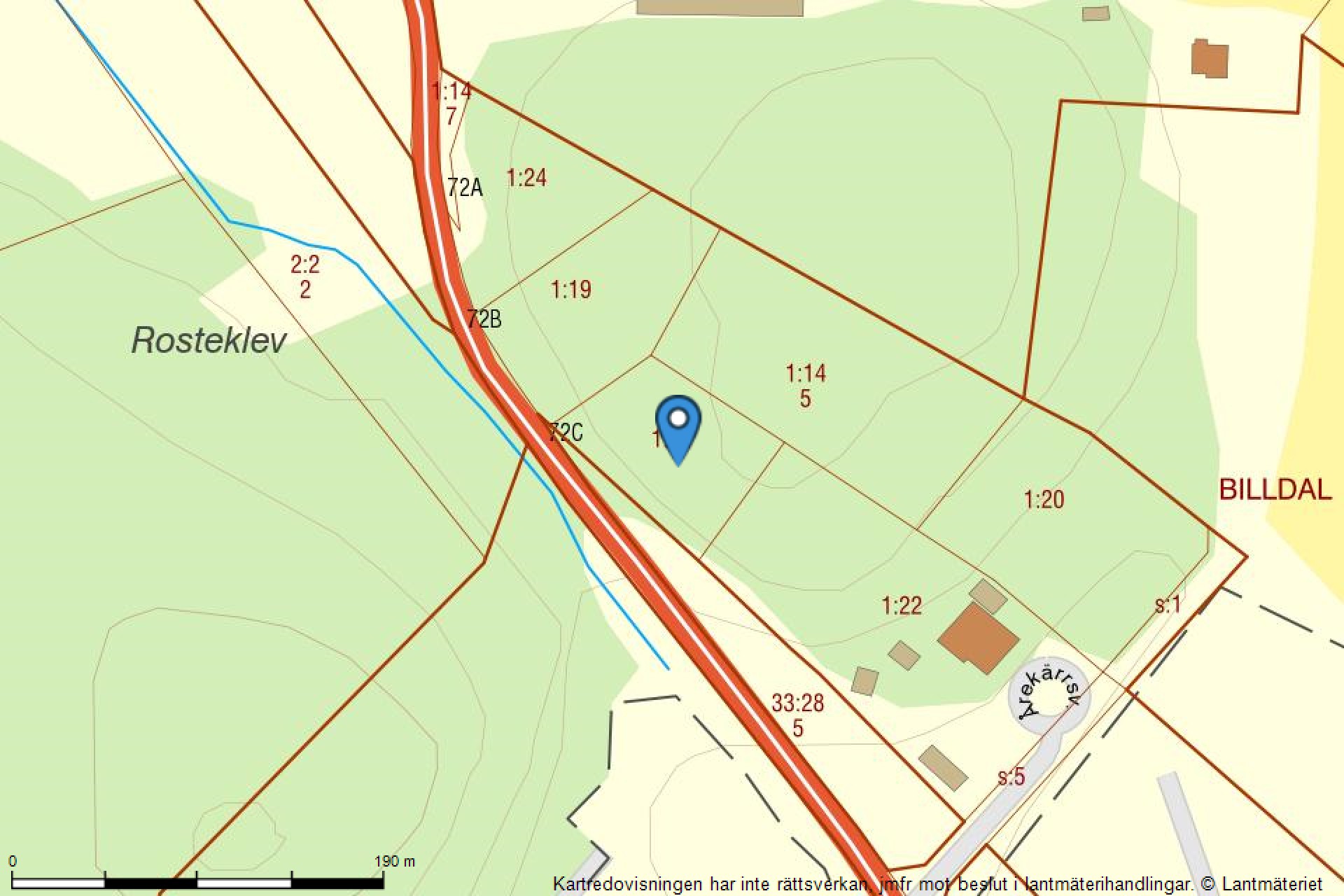 Fastighetskarta Årekärrsvägen 72C-7
