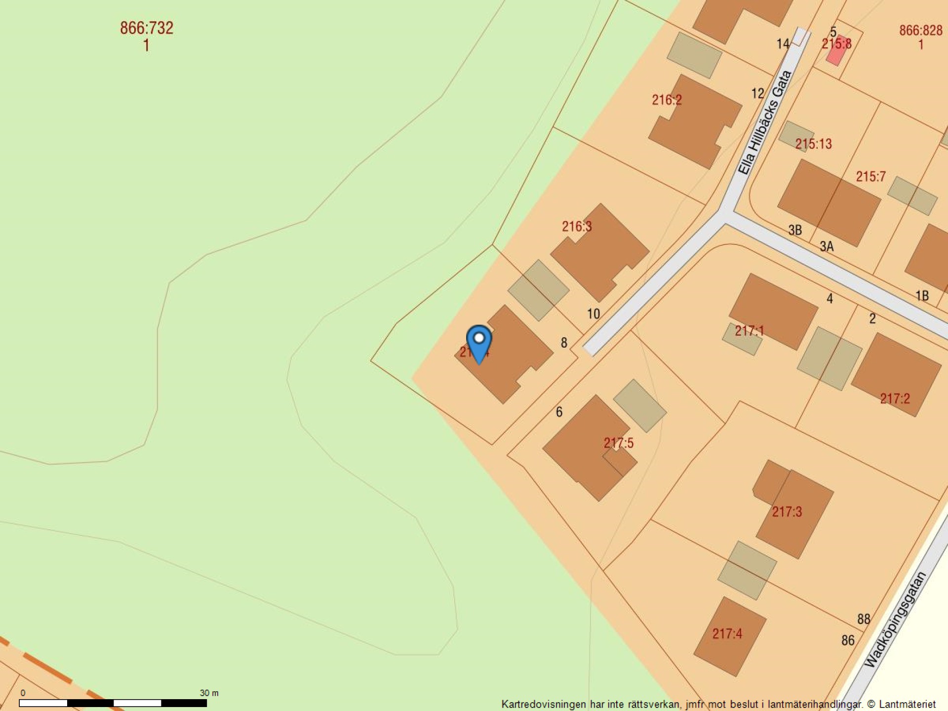 Fastighetskarta Ella Hillbäcks gata 8-38