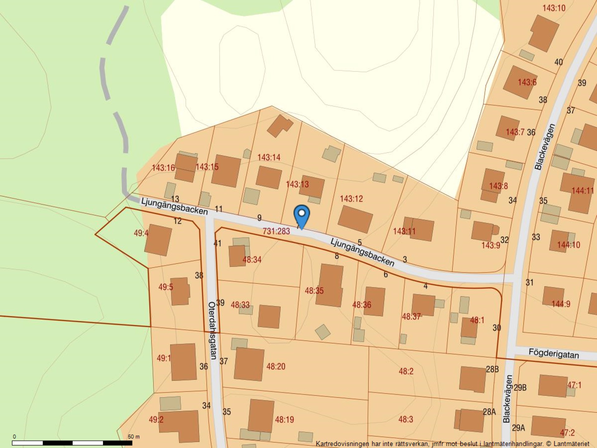 Fastighetskarta Ljungängsbacken 7-32