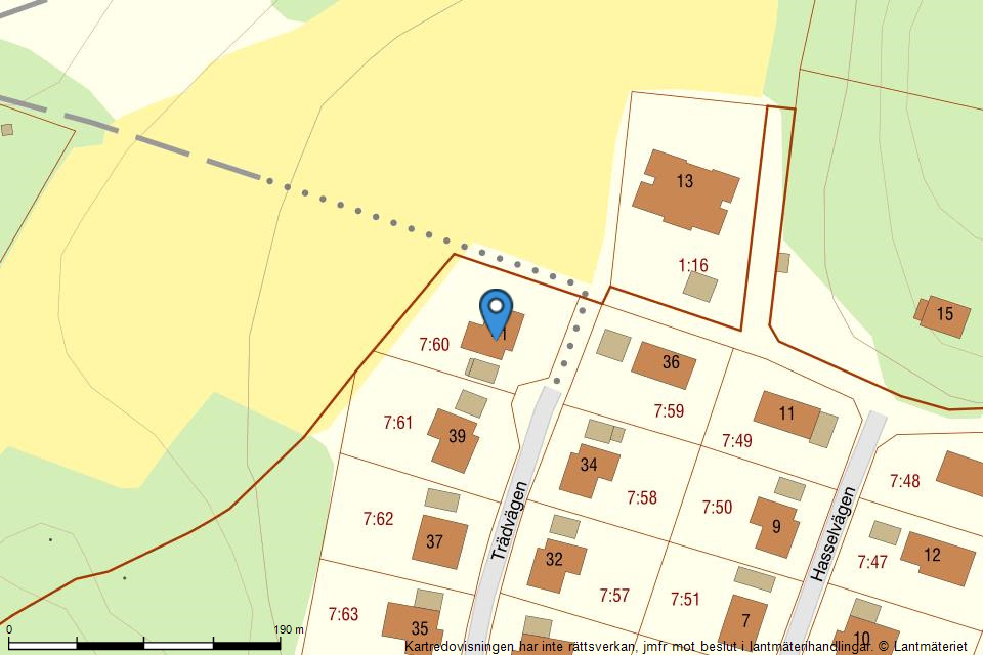 Fastighetskarta Trädvägen 41-33
