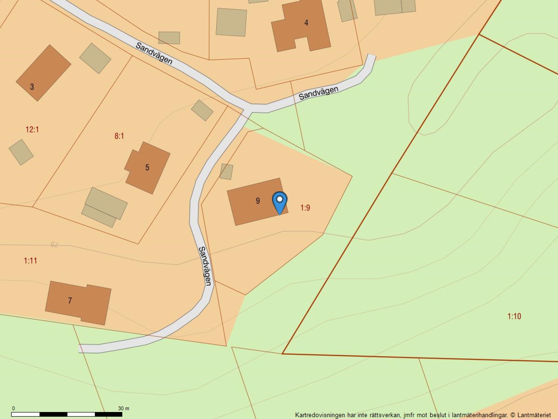 Fastighetskarta Sandvägen 9-27