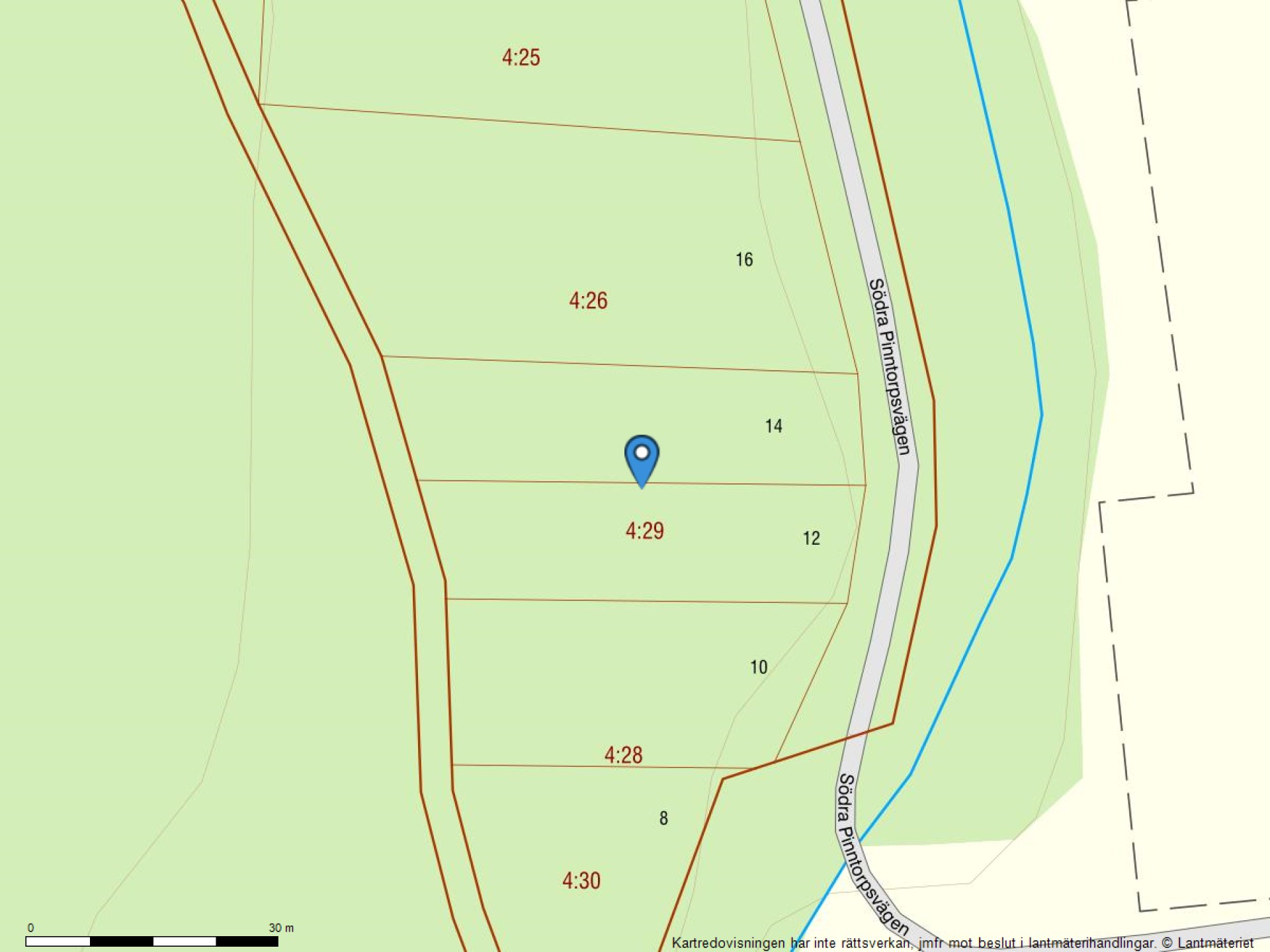 Fastighetskarta Södra Pinntorpsvägen 12-3