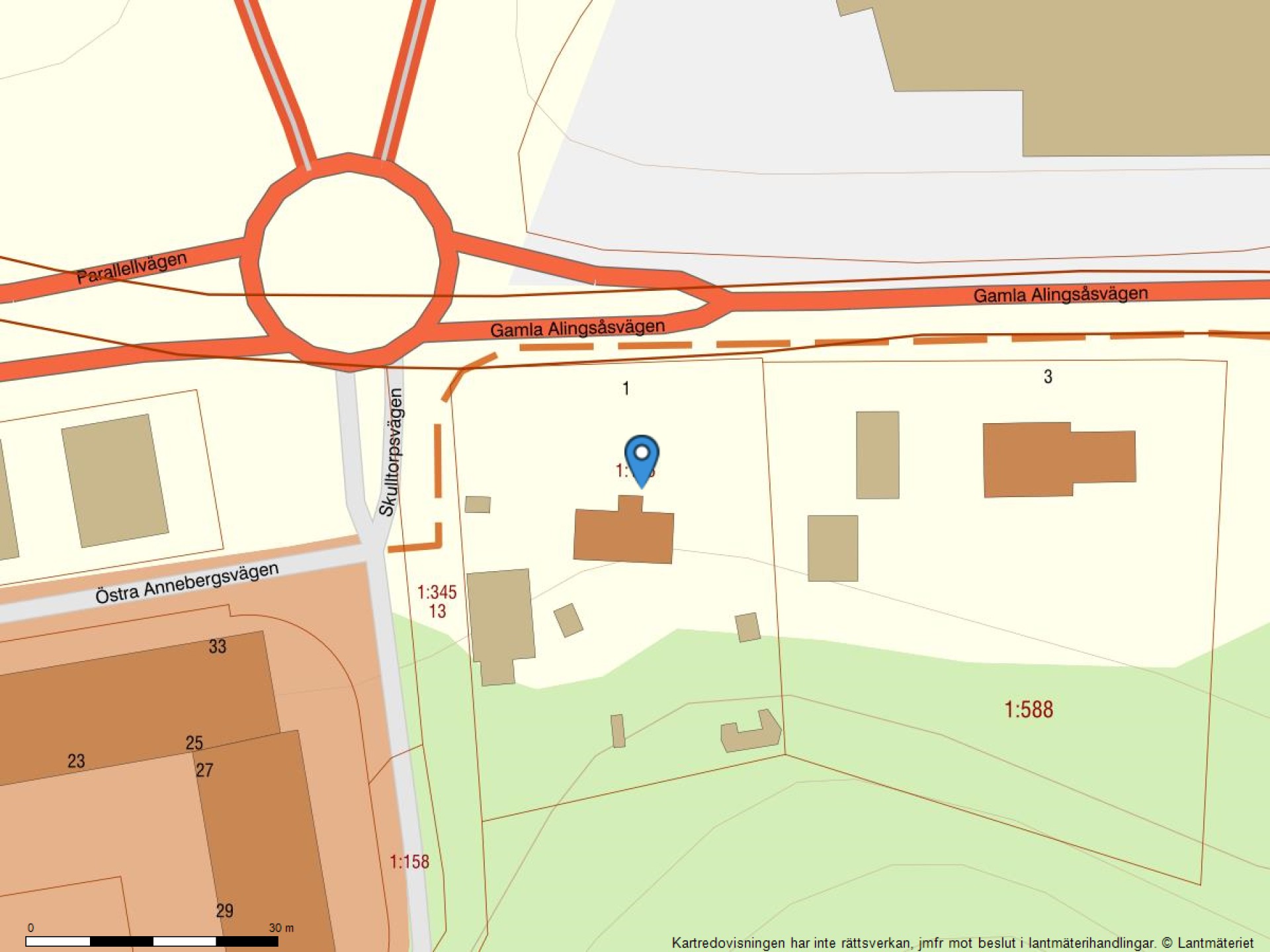 Fastighetskarta Gamla Alingsåsvägen 1-30