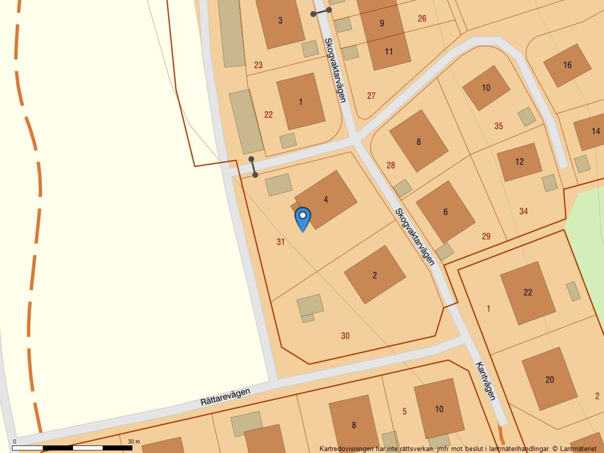 Fastighetskarta Skogvaktarvägen 4-34