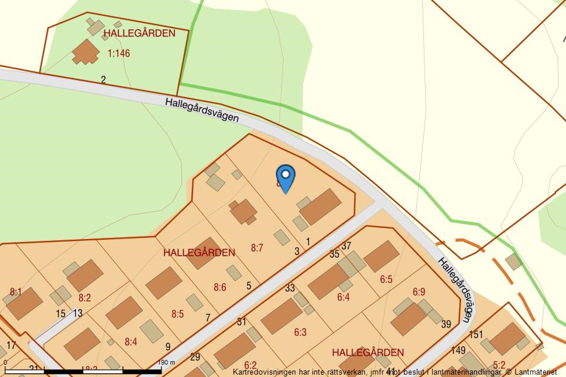 Fastighetskarta Hallegårdsvägen 1-45