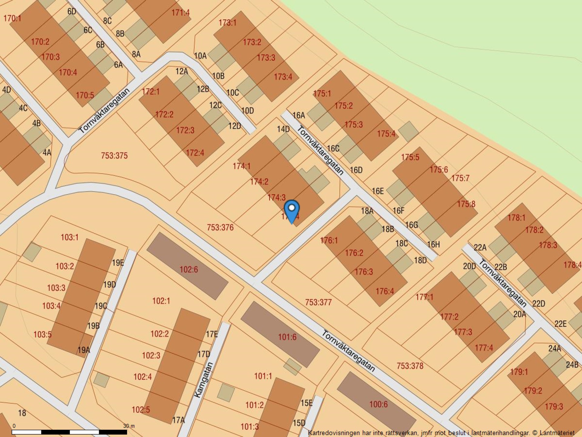 Fastighetskarta Tornväktaregatan 14A-25