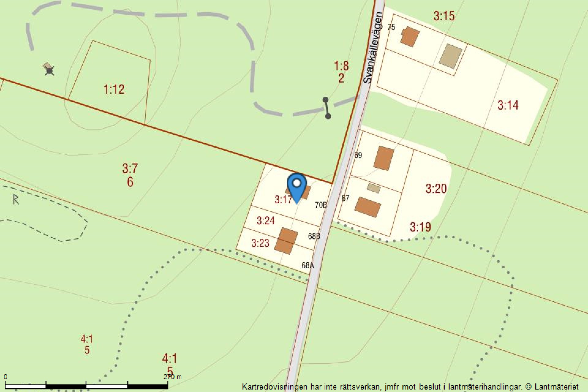 Fastighetskarta Svankällevägen 70B-35