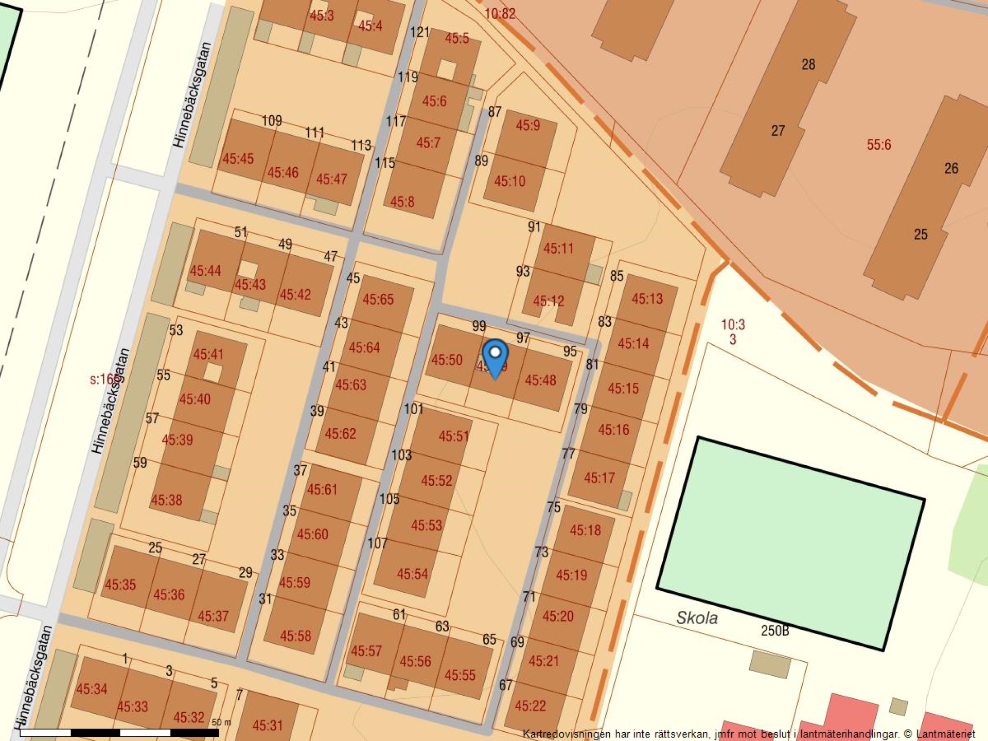 Fastighetskarta Hinnebäcksgatan 97-26