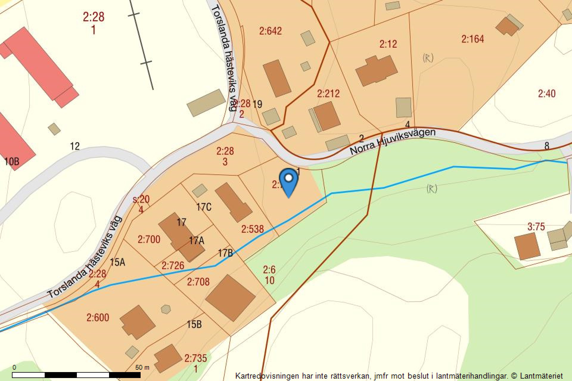 Fastighetskarta Norra Hjuviksvägen 1-14
