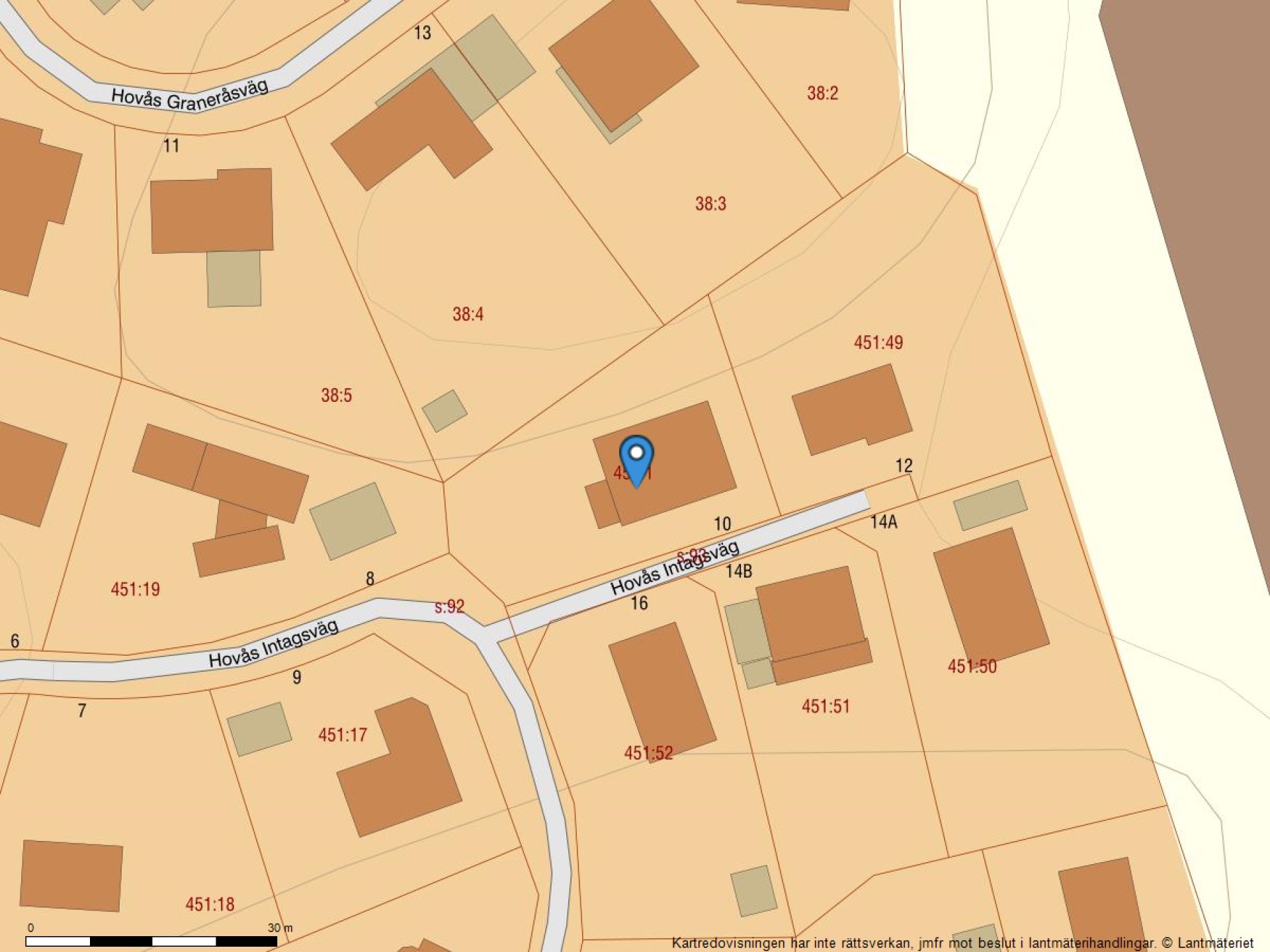 Fastighetskarta Hovås intagsväg 10-37