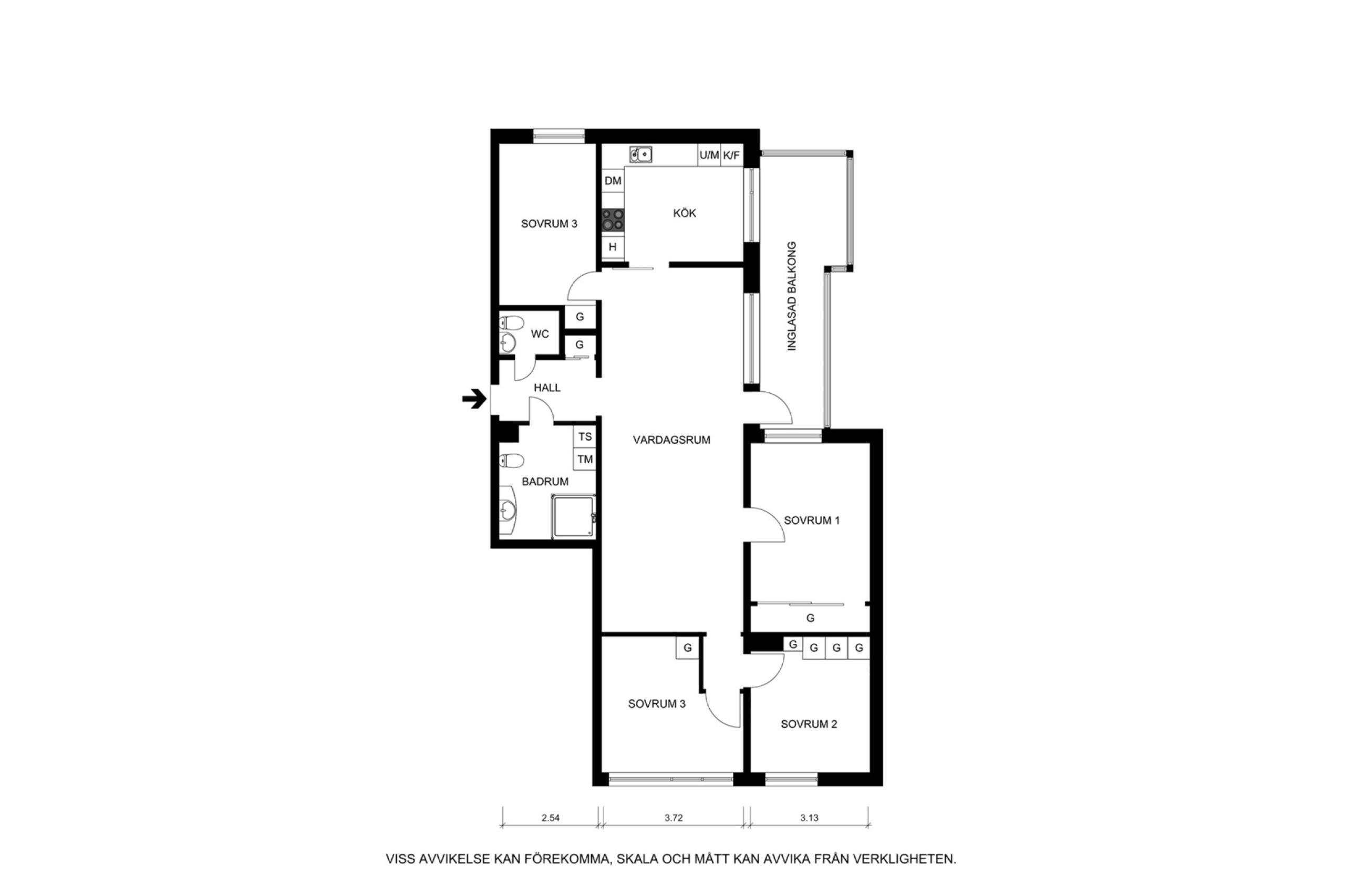 Alternativ planritning (ej skalenlig) Reimersholmsgatan 37, 5 tr