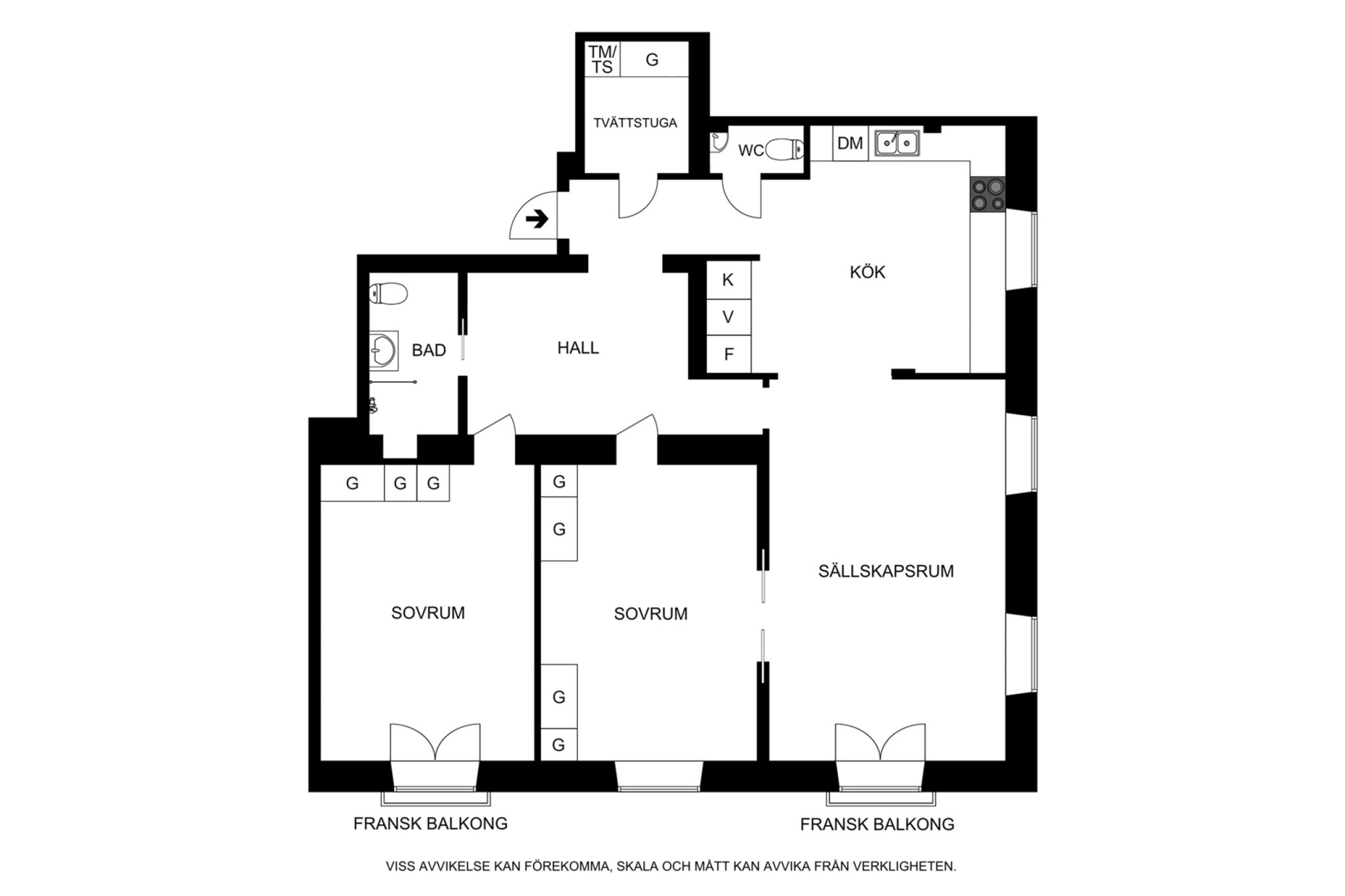 Planritning (ej skalenlig, avvikelser kan förekomma) Regeringsgatan 76, 3 tr