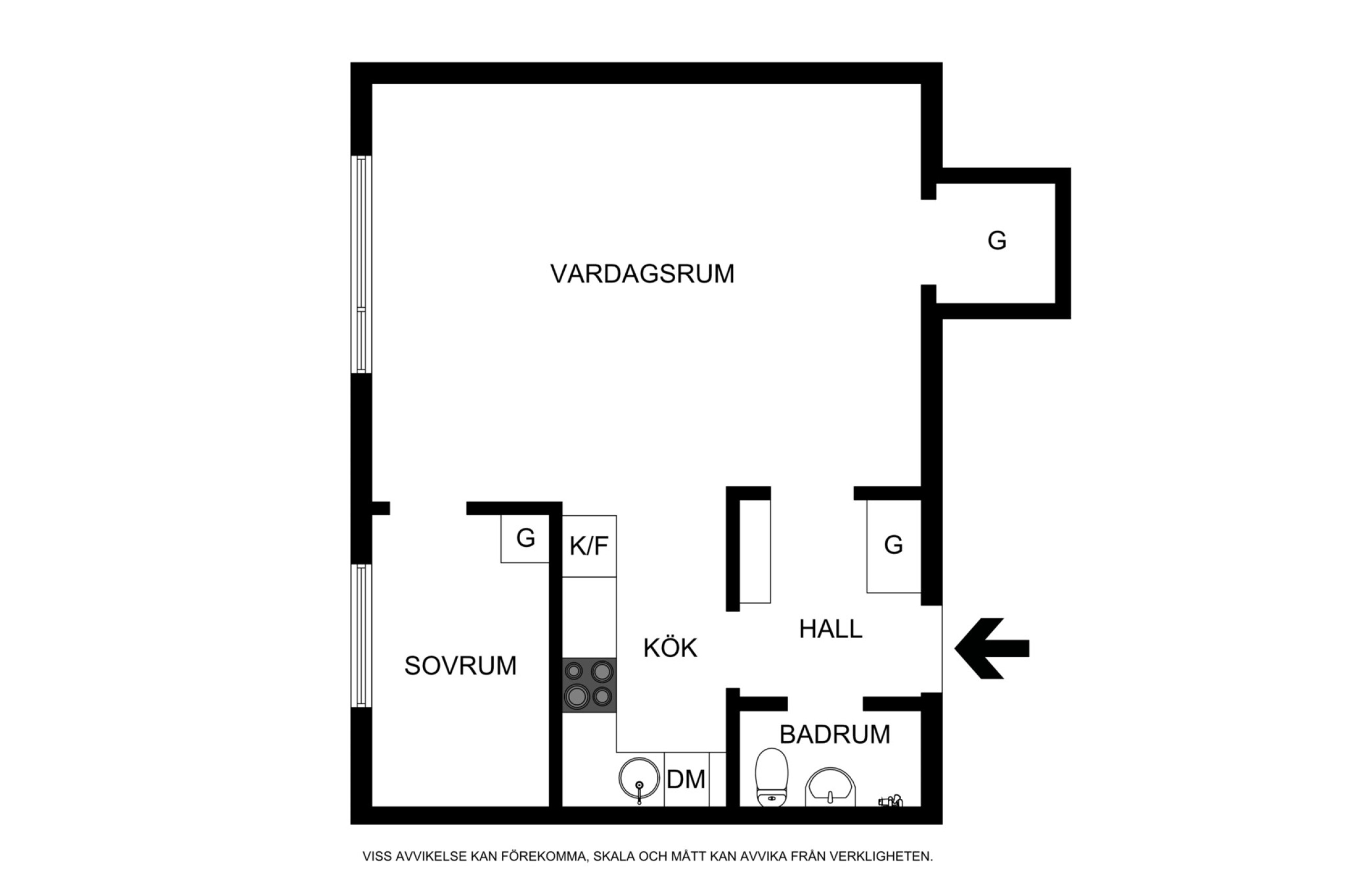 Planritning (ej skalenlig) Falugatan 17, 2 tr