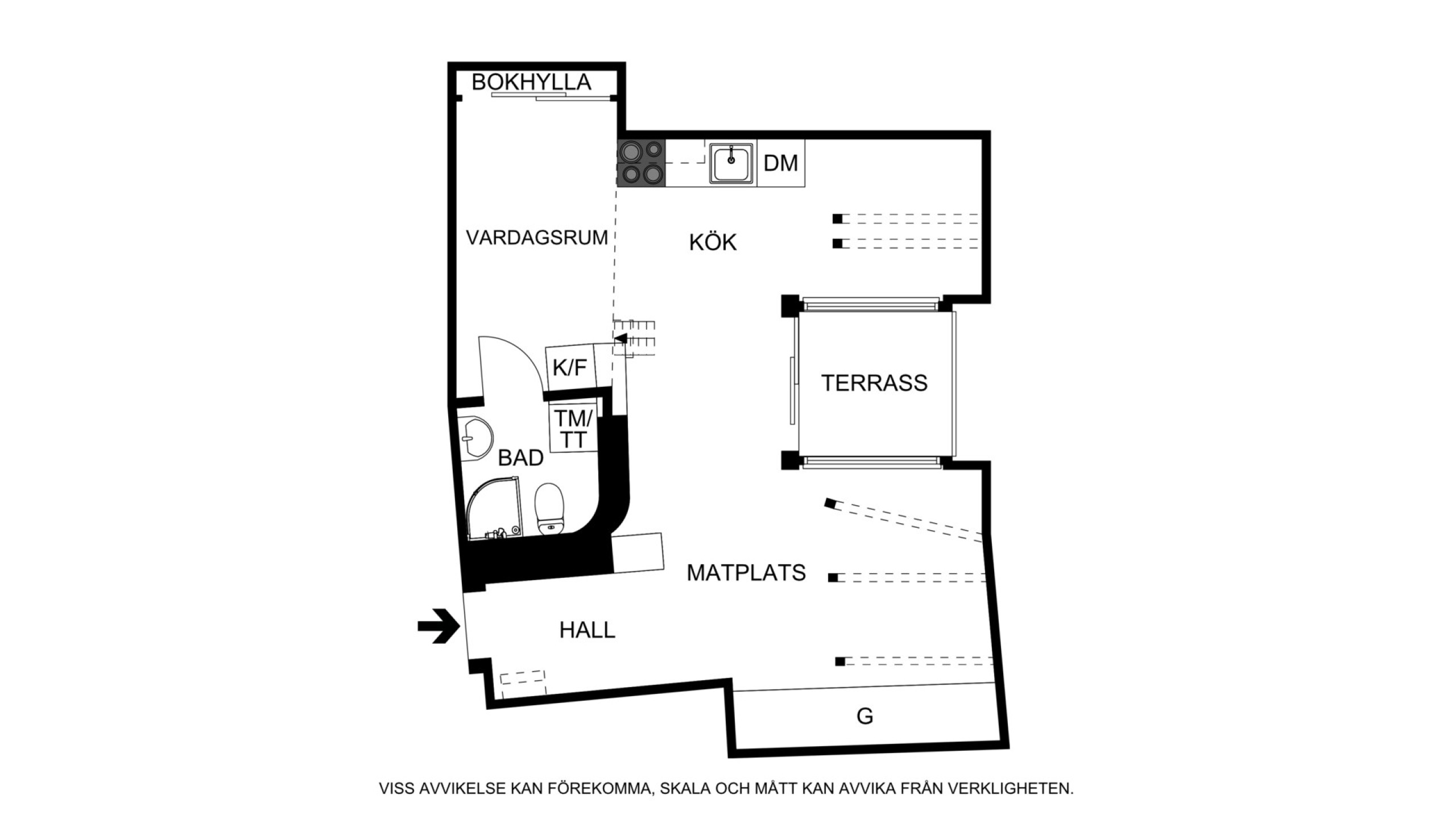 Planritning (ej skalenlig, avvikelser kan förekomma) Råsundavägen 69A, 4tr vind