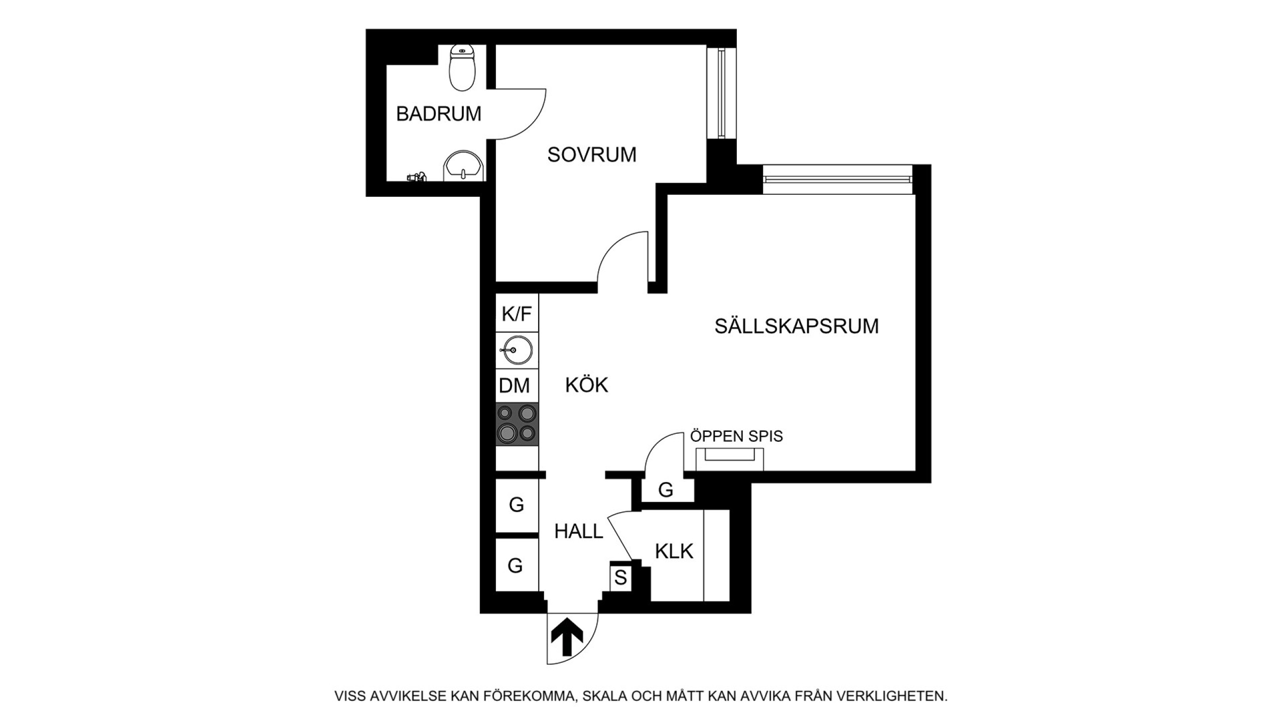 Planritning (ej skalenlig, avvikelser kan förekomma) John Ericssonsgatan 7, 4 tr