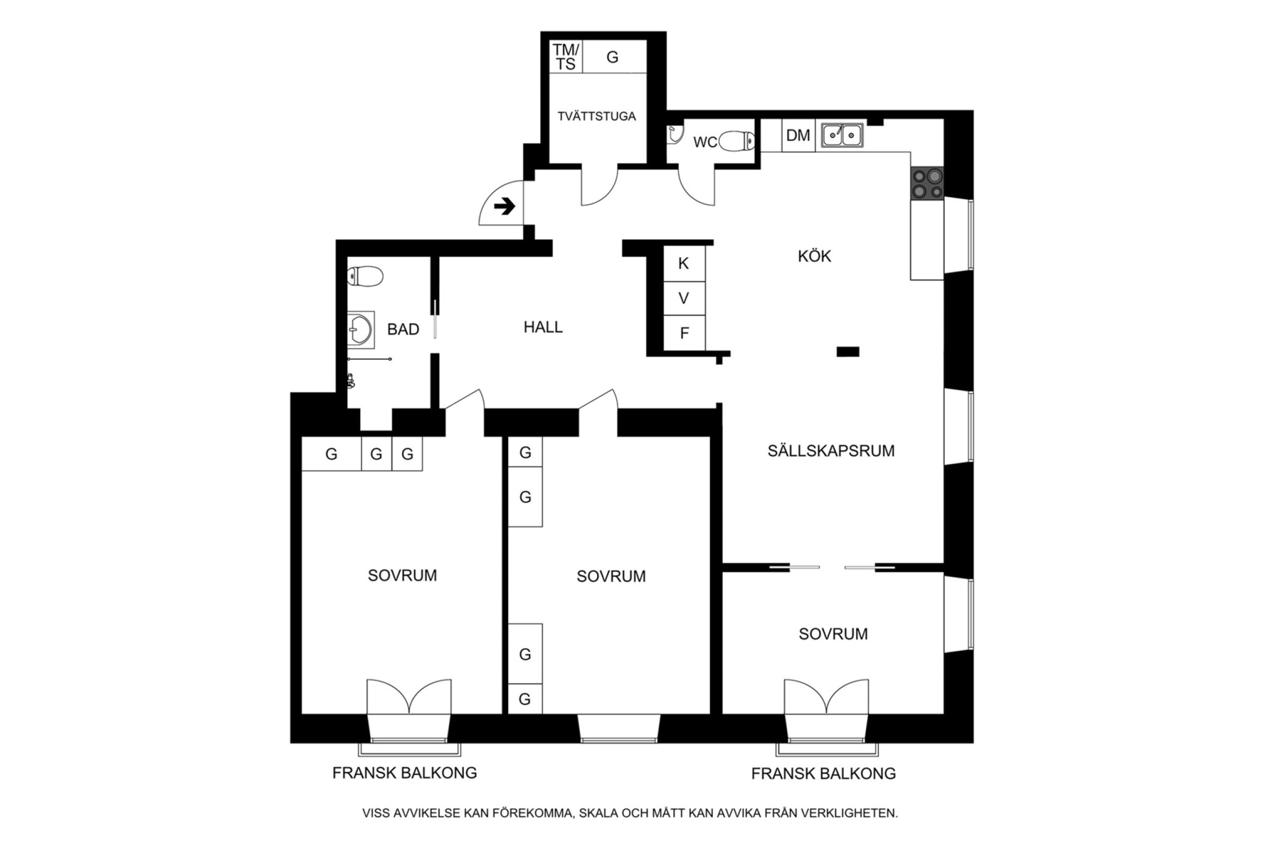 Alternativ planritning (ej skalenlig) Regeringsgatan 76, 3 tr